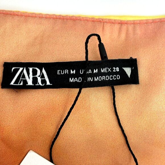 NWT Zara Asymmetric Purple Pink Ombre Print Top Spaghetti Straps Women’s Medium - Picture 11 of 13